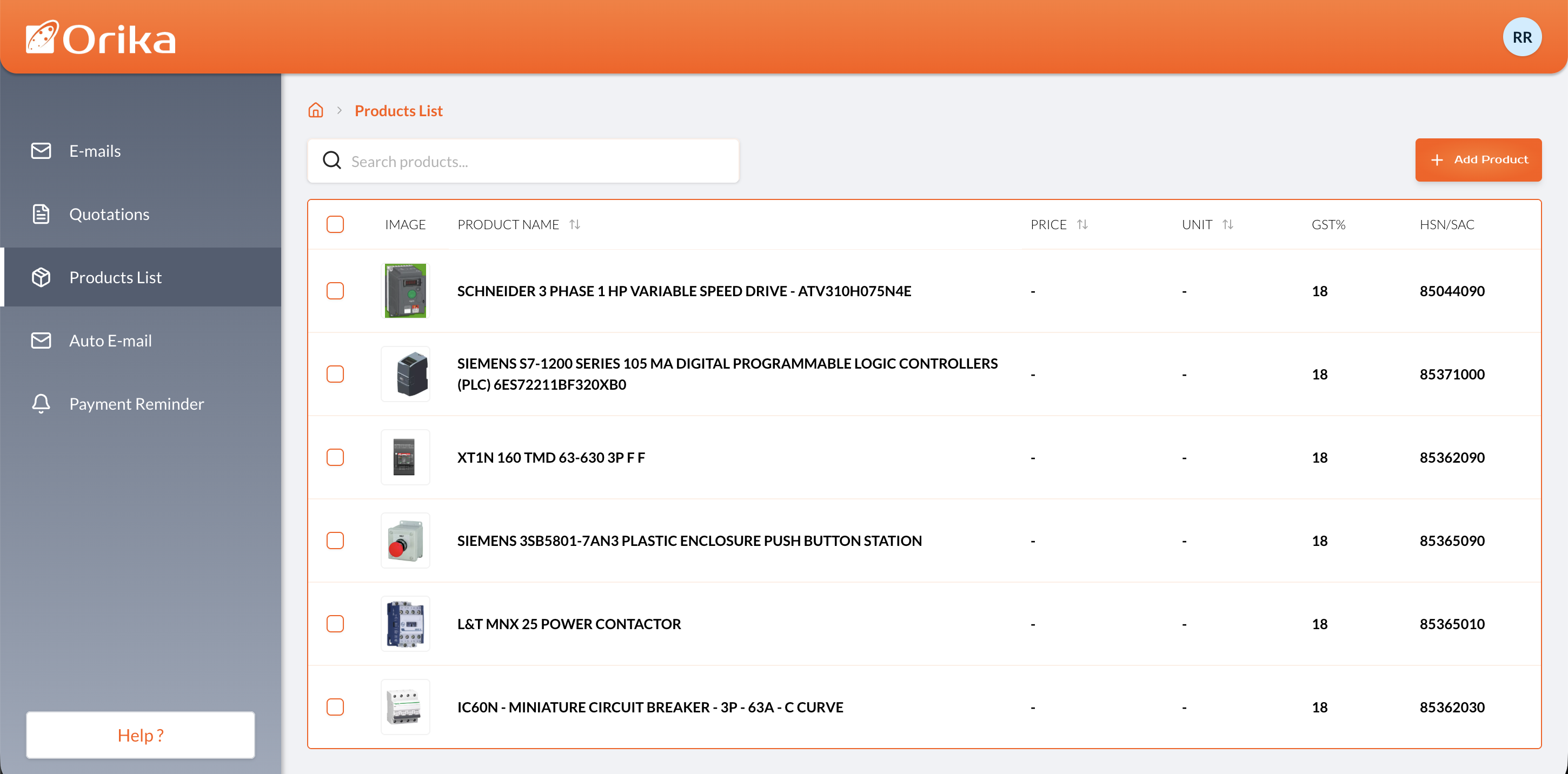 Orika Product Catalog & Specifications